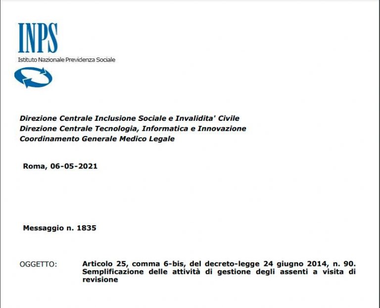 INPS Semplificazione delle attività di gestione degli assenti a visita